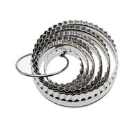 Zerodeko 6 pcs Stainless Steel Round Biscuit Cutters Set with Fluted and Smooth Edges Cookie Moulds for DIY Baking for Scone and Cookie Making at Home Festive Occasions