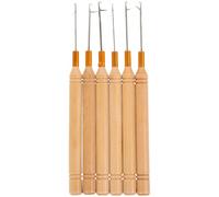 Zerodeko 6 Pcs Wooden Handle Dreadlock Crochet Hooks Latch Hooks Hair Crochet Needles Dreadlocks Making Tool Kit for Salon and Personal Use