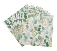 Zerodeko 60 Sheets Green Disposable Dinner Napkins with Decorative Leaf Pattern, Multi-Functional Paper Napkins for Dining and Bathrooms, Stylish Themed Party Serviettes for Birthday
