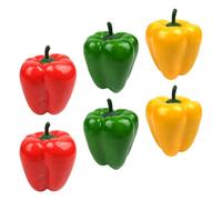 Zerodeko 6pcs Artificial Pepper Models Fake Pepper Simulation Decorative Vegetables Made of Expandable Polystyrene, Safe and Colourfast for Living Room and DIY Crafting