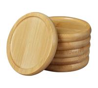 Zerodeko 6pcs Bamboo Coasters round Tea Coasters Non-skid Bowl Mat Decorative Table Protection Indoor Plants Saucer for Home and Tea House