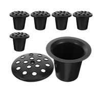Zerodeko 6pcs Black Plastic Flower Holders for Cemetery with 16-hole Lotus Base, Decorative and Enhances Space, Suitable for Events and Parties, Elegant and Stylish Design