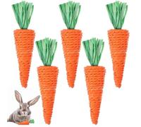 Zerodeko 6pcs Carrot Shaped Woven Pet Chew for Small Pets Gerbil and Chinchilla Made of Paper Rope, Satisfies Chewing Instinct and Promotes Clean Healthy Teeth, Boredom Breaker