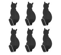 Zerodeko 6Pcs Cat Wall Hooks, Adhesive Coat Hooks Stainless Steel Cute Cat Animal Towel Hooks Metal Hooks Stick on Waterproof Key Jewelry Decorative Hooks for Home Bedroom Bathroom, Grey, 4.5X2.5CM