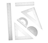 Zerodeko 6pcs Clear Plastic Measuring Tool Set with Protractor and Triangle Rulers Sturdy Geometry Set for School Office Drafting and Student Use