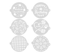 Zerodeko 6pcs Cookie Stencils Cake Top Icing Template with Handle 9-Inch