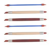 Zerodeko 6pcs Double Head Clay Tools Pen Set Wooden Handle Silicone Tips for Precise Detailing and Carve Ceramic Crafting Projects Assorted Color for Beginners and Professionals
