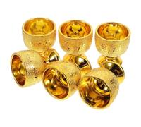 Zerodeko 6pcs Golden Round Offering Cup 30ml Pp Decorative Worship Goblet