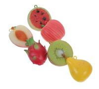 Zerodeko 6pcs Half Fruit Charms Keychain and Earring Charms for Creative DIY Jewelry Making Includes Kiwi Dragon Fruit Watermelon Pear for Key Chain and Bag Decoration