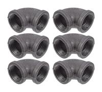 Zerodeko 6pcs Iron Elbow Coupling Connectors 2.04x0.98x0.98inch Black Sturdy Pipe Fittings Safe and Reliable Easy to Install for Industrial Plumbing