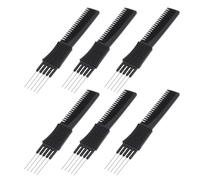 Zerodeko 6pcs Multi-function Hairdressing Tail Comb Set Made of Carbon Fiber Steel, Delicate Black Hair Pick Combs That Help Shape Hair without Damaging Roots, for Women and Styling