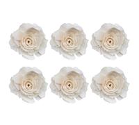 Zerodeko 6pcs Peony Diffused Flowers Reed Diffuser Set Natural Straw Paper Handmade Fast Absorption White Flower Shape Beautiful Aroma for Interior Decoration