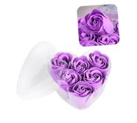 Zerodeko 6pcs Purple Heart Shaped Rose Soap Flowers Box for Valentine's Day and Birthday Gift Scented Floral Soap Petals in Decorative Gift Box