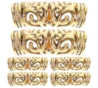 Zerodeko 6pcs Retro Alloy Dreadlock Rings Hollow out Hair Cuffs for Dreadlocks Crochet Accessory for Braiding Gold and Hair Styling