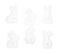 Zerodeko 6pcs Silicone Bunny Candle Mold Set Easter DIY Scented Candle Making Molds Rabbit Shaped Silicone for Home Decoration and Crafts
