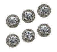 Zerodeko 6pcs Silver Zircon Brass Sewing Buttons for Clothing with Fine Workmanship and Practical Use, Suitable for Windbreakers and Backpacks, for Home and DIY Crafts