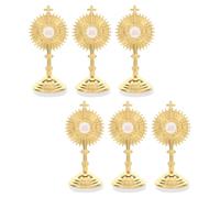 Zerodeko 6Pcs Small Metal Crucifix Cross Ornament, Metal Standing Crucifix Jesus for Home Decor Tabletop, Elegant Catholic Decoration for Christian Prayer and Worship