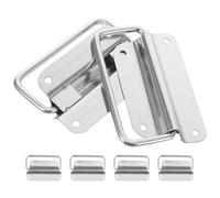 Zerodeko 6Pcs Surface Mount Chest Handles: Folding Stainless Steel Toolbox Pull - 10cm/4" Heavy Duty Chest Handle Grip for Flight Case, Speaker, Cabinet