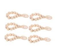 Zerodeko 6pcs Wooden Beads Rosary with Crucifix Pendant for Baptism Christening First Communion Confirmation Faithful Design with White Organza Pouch Gift