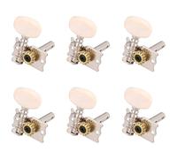 Zerodeko 6pcs Wooden Guitar Tuning Pegs Set for Acoustic Guitar and Ukulele Silver Metal and Plastic Material with Retro Style to Improve Sound and Fix Strings for Home Use