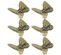 Zerodeko 6pcs Zinc Alloy Butterfly Cabinet Pull Handles Single Hole Vintage Bronze Knobs for Closet Door and Cupboard with Wear-Resistant and Versatile Application, for Wardrobe Revamps