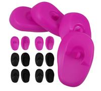 Zerodeko 8 Pair Waterproof Silicone Hair Dye Ear Covers Heat Resistant Ear Protectors for Salon and Home Use in Purple and Black