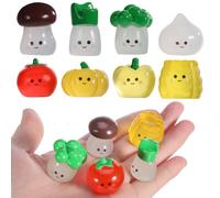 Zerodeko 8 Pcs Miniature Artificial Vegetable Garden Decor with Glow the Dark Luminous Effect, Resin Cute Pumpkin, Tomato, Garlic and Corn Figurines for Fairy World and Garden Accent