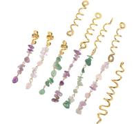 Zerodeko 80pcs Ethnic Style Braid Jewelry Hair with Natural Stone Charms Metal Hair Accessories for Women Dreadlocks Festivals Parties Everyday Styling