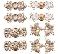 Zerodeko 8pcs Pants Button Tightener Detachable Jean Buttons Alloy Material Delicate Elegant Style Golden Color Fix Clothes Firmly Add Diversity for Working and Dating Assorted Style