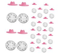 Zerodeko 8pcs Pink Cowgirl Ceiling Swirl Decorations with Glitter Disco Hanging Balls Paper Craft Party Decor for Birthday Backdrops Easy to Hang Indoor Outdoor