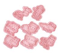 Zerodeko 8pcs Plastic Animal Pattern Cookie Shapes Mold for Baking with Easy to Demold Feature, Convenient to Use Cookie Stamps for Chocolate and Gifts, Pink Forest Animal Baking Molds