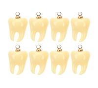 Zerodeko 8pcs Resin Teeth Charms Pendants Bulk Set, Mini Tooth Ornaments for Necklace Bracelet DIY Jewelry Making, Cute Cartoon Style Oral Health Craft Accessories for Creative Designs