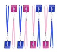 Zerodeko 8pcs Reusable PVC Bathroom Pass Badge Holder with Breakaway Ribbon Lanyard, Wipeclean Surface for Classroom and Office Use, Suitable for Staff and Students