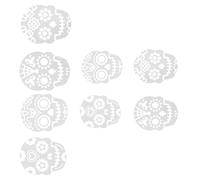 Zerodeko 8pcs Skull Cake Decorating Stencil, Cake Template, Hollow DIY Stencil, White Plastic, for Sugar Paste and Petal Paste, DIY Cooking Decorating