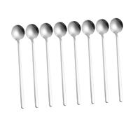 Zerodeko 8pcs Stainless Steel Long Handle Round Spoon Coffee Tea Spoons for Dessert Coffee Bar Accessories Silver