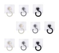 Zerodeko 9pcs Degree Rotatable Wall Hook Strong Adhesive, Practical PVC Self-Adhesive Hook for Bathroom and Kitchen, Modern Design Home Hanging Tool Without Nails