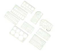 Zerodeko 9pcs Geometric Drawing Templates Stencils Set with Circle and Oval Shapes, Portable Plastic Measuring Rulers for Painting and Crafts, Versatile Use for Artists on The Go