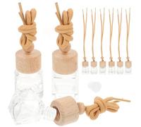 Zerodeko 9pcs Portable Empty Glass Aromatherapy Bottles Car Perfume Diffuser with Wooden Caps Stylish Modern Design for Car Tabletop and Shelf Use