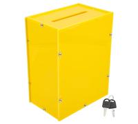 Zerodeko Acrylic Ballot Box with Lock and Slot for Voting and Suggestions Wall-mountable Transparent Donation Collection Container Secure Ticket Holder for Events and Fundraising Yellow