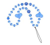 Zerodeko Acrylic Beaded Phone Lanyard with Heart Adornments, Decorative Phone Strap for Hanging Small Devices, Blue Colour, Suitable a