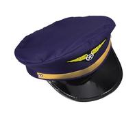 Zerodeko Adjustable Airline Pilot Cap for Adults Comfortable Fancy Dress Hat for Halloween Cosplay Masquerade Parties Stylish Navy Blue Flight Uniform Accessory