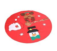 Zerodeko Adorable Christmas Tree Skirt Non Woven Semi Round Mat with Cartoon Santa Snowman Deer Print for Festive Home and Party Decoration
