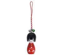 Zerodeko Adorable Japanese Style Kimono Doll Pendant Keychain Charm for Backpack and Phone, Lightweight Wooden and Polyester Hanging Accessory, for Daily Life and On-the-go Use Color