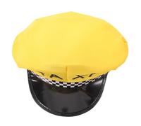 Zerodeko Adult Yellow Cab Driver Hat with Wide Brim and Breathable Polyester Material, Comfortable Design Taxi Cosplay Headwear for Halloween and Role Play Events