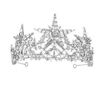 Zerodeko Alloy Crystal Hairband Headband Sparkling Star Crown Design, Silver Photo Props and Headwear Decoration for Brides and Women in Role Plays and Weddings