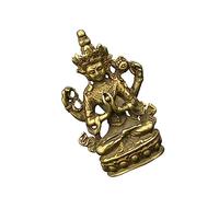Zerodeko Antique Brass Avalokitesvara Buddha Statue Golden Buddhism Ornament for Bedroom and Balcony 5.5X3.5X1.4 Cm Vintage Buddha Figurine