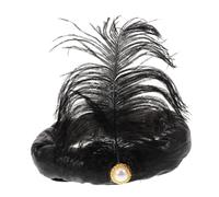 Zerodeko Arabian Style Festival Hat with Plume Decoration for Adults Versatile Cosplay Party Accessory Fabric Craftsmanship for Weddings and Stage Performances Black Indian Prince Headdress