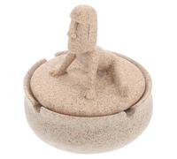 Zerodeko Ash Featuring Unique Clean Stone Easy Design round Yoga to Man Creative Resin Ashtray with Windproof Lid Holder for and Home Living Room Decoration