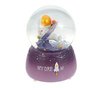 Zerodeko Astronaut Crystal Ball Music Box Glass Ball Home Decoration with Cartoon Spaceman Statue Tabletop Adornment Liquid Purple
