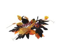 Zerodeko Autumn Maple Leaf Candle Ring Wreath with Berries Small Artificial Fall Candle Rings for Pillars Thanksgiving Table Centerpiece Decor Handcrafted Accent